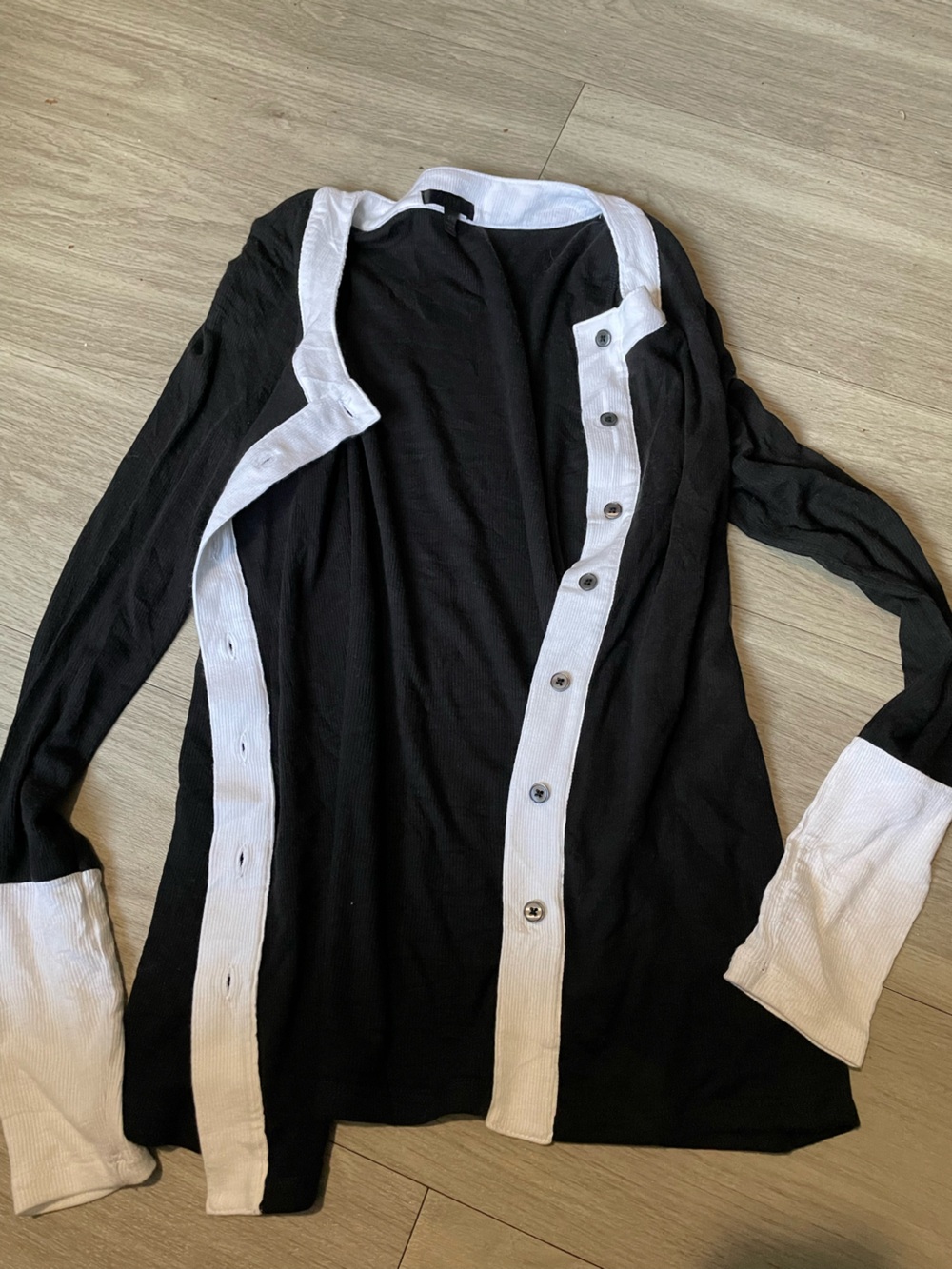 ATM Anthony Thomas Melillo Black Cardigan with White Trim